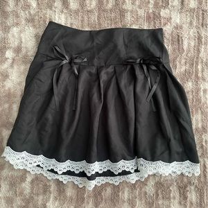 Black Skirt With White Lace Trim